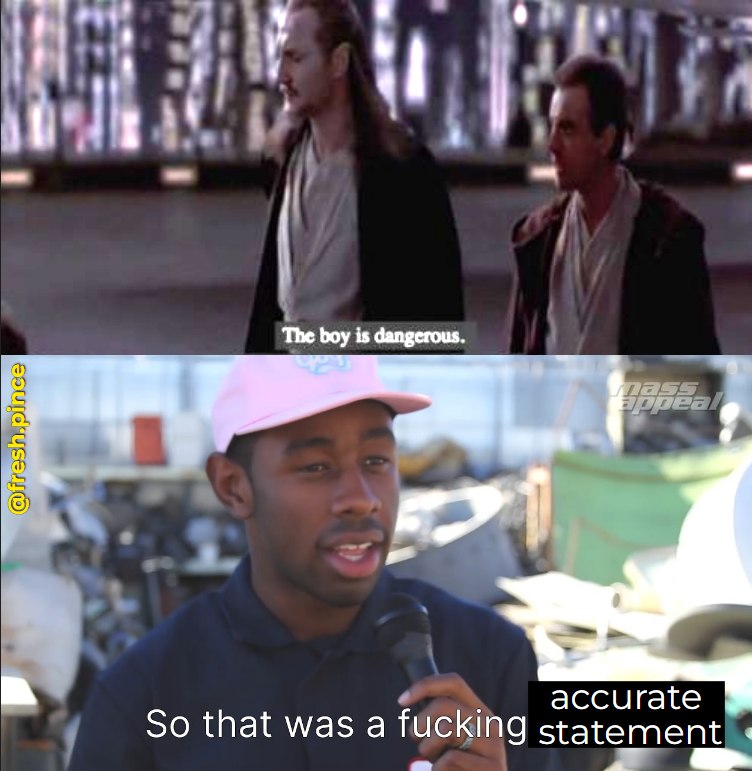 This meme is a screenshot from the Star Wars prequels, specifically a scene where Anakin Skywalker (Darth Vader) says "When I left you did you think I'd come back? You were so sure I was a boy, but you were so wrong, what happened to the boy you knew?" is followed by "It's not true, what you said was true" and then "I don't like you." The meme is then followed by a quote from a song by Kendrick Lamar, "I don't like you, I don't love you, I don't need you, I don't want you."